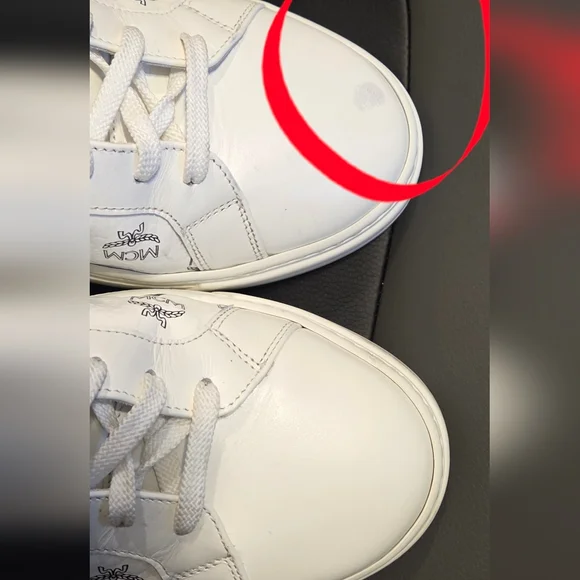 MCM Men's White Leather Sneakers Eu 43 US 10 Made In Italy - Picture 8 of 9